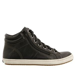 Taos Union High Top Sneaker Full Grain Leather Arch Support Zipper Black 9.5